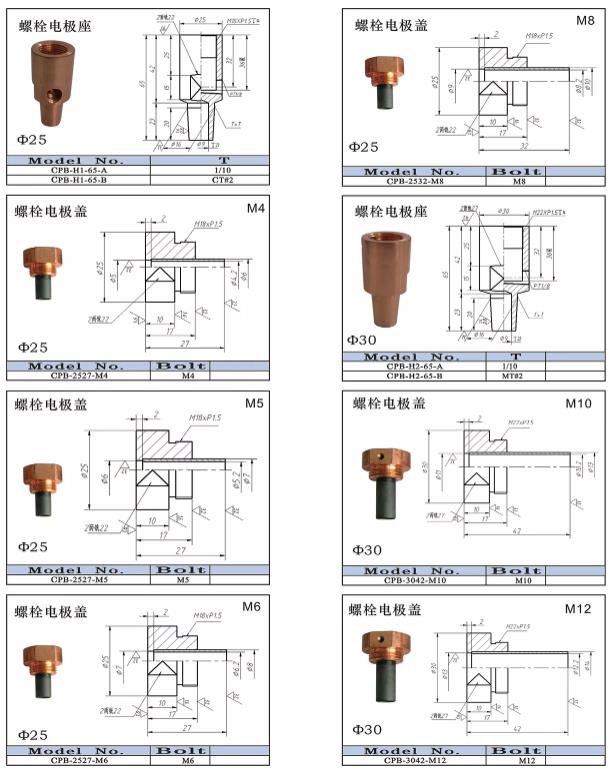 Spot Welding Electrode For Projection Welding Screws And Bolts CuCrZr