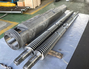 Bimetallic Conical Double Barrel And Screw For PVC Plastic Extruder Machine