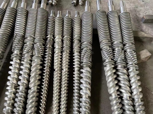 Bimetallic Conical Double Barrel And Screw For PVC Plastic Extruder Machine