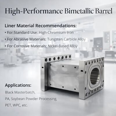 Nickel Alloy Twin Screw Barrel with Wear Resistance and Customizable Extruder Spare Parts for Plastic Processing