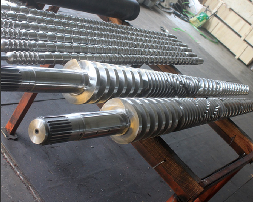 CMT80/174 Conical Twin Bimetallic Screw And Barrel For Plastic Extruder Machine